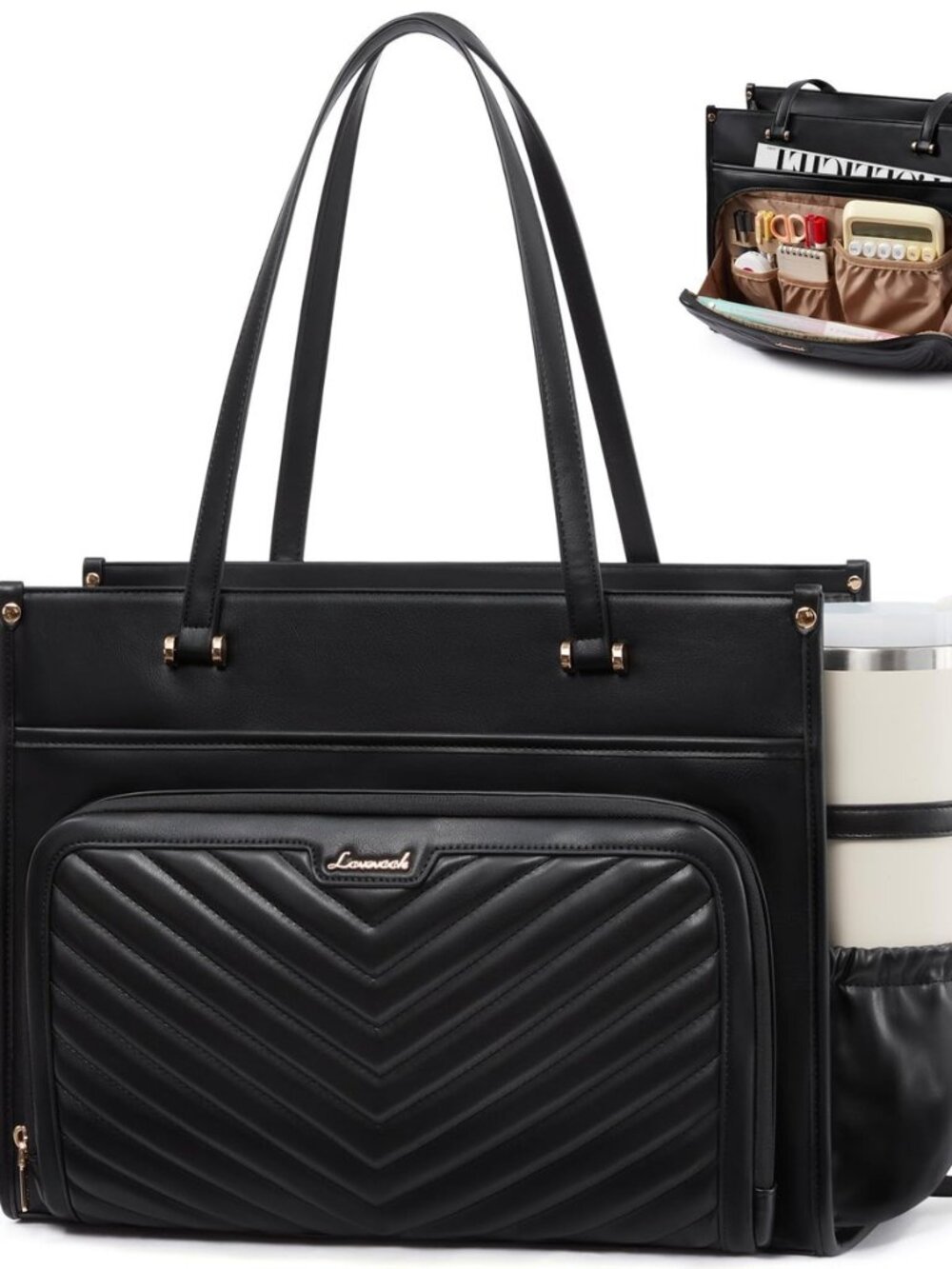 PU Leather Laptop Bag for Women Work Purse Teacher Computer Tote